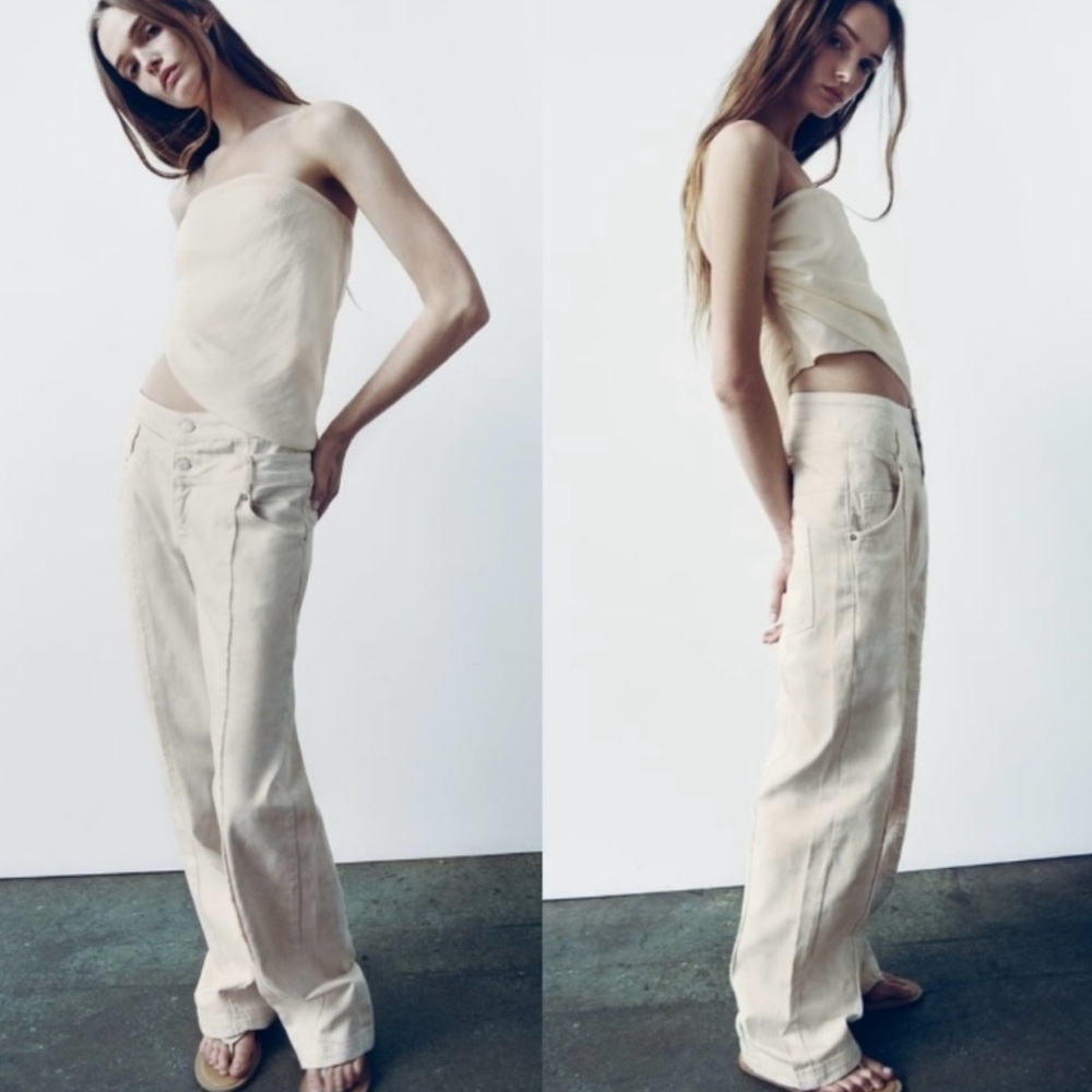 ZARA - ZW HIGH RISE DOUBLE WAIST - 28 (US 6) | TAUPE BROWN
REF 9632/247